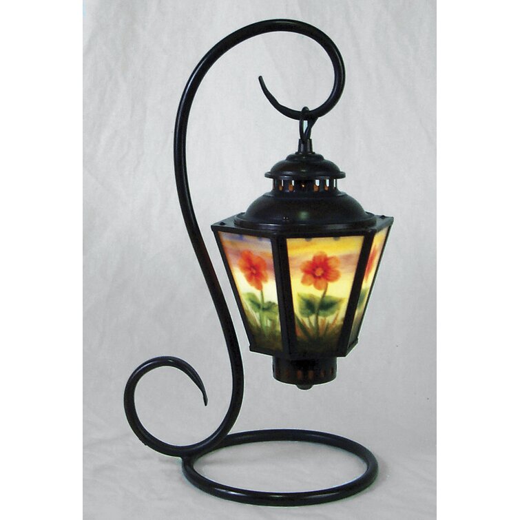 Cayenna Reverse Painted Floral Coach 17″ Arched Table Lamp - Chic Decora