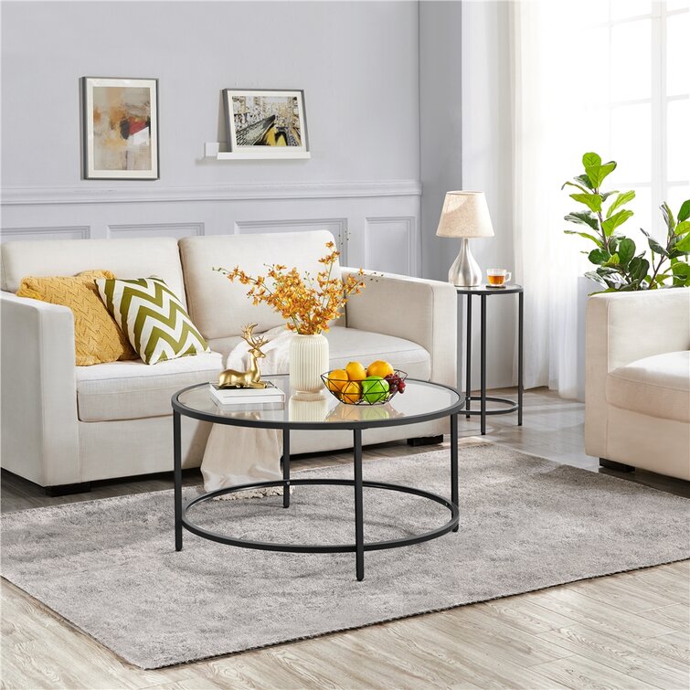 Cellestine 36″ Round Glass Coffee Table - Chic Decora