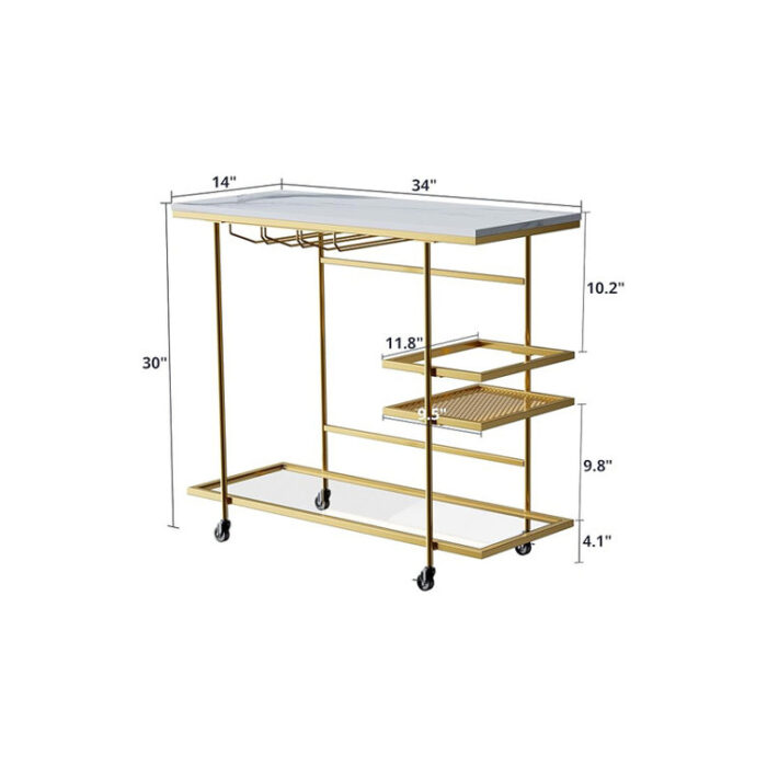 Cendra Metal Bar Cart - Chic Decora