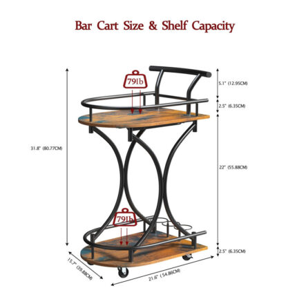 Cocuzza Metal Bar Cart - Chic Decora