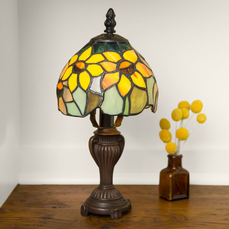 Crary 12″ Yellow Sunflower-Stained Glass Accent Lamp - Chic Decora