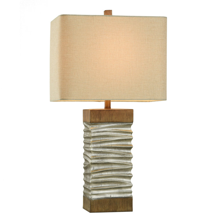 Darley Table Lamp – Silver and Brushed Brown Finish – Beige Shade - Chic Decora