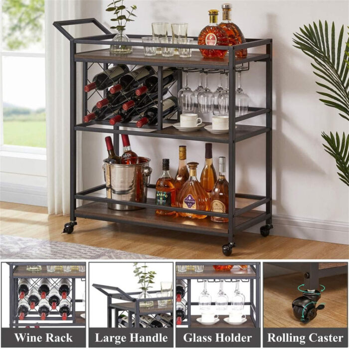 Davros Metal Bar Cart - Chic Decora