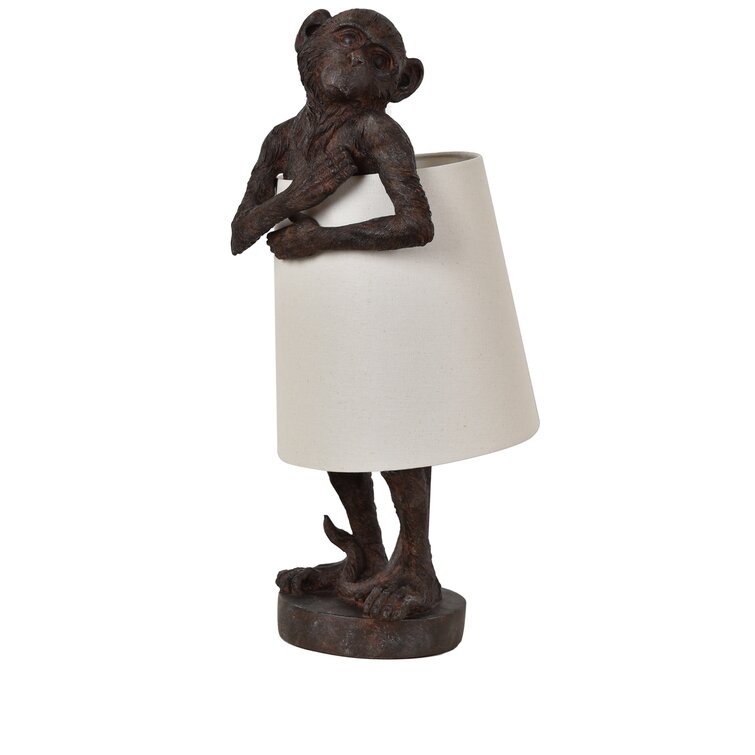 Dillon 22″ Resin Monkey Lamp with Tapered Drum Linen Shade, Brown - Chic Decora