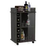 Dukat Bar Cart,Two Shelves, Six Built-in Wine Rack, Four Casters - Chic Decora