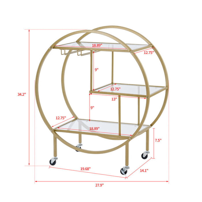 Edinburg Metal Bar Cart - Chic Decora