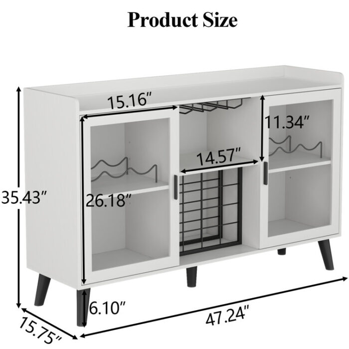 Ermo Wine Bar Cabinet with Led Light, Home Coffee Cabinet with Wine and Glass Rack - Chic Decora