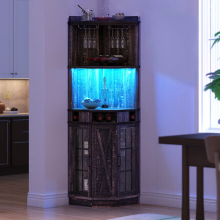 Balbur 55.5″ Bar Cabinet with LED Lights - Chic Decora