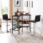 Ilkley 3 Tier Liquor Table with Storage and Footrest Home Unit Wine Cabinet Mini Bar - Chic Decora