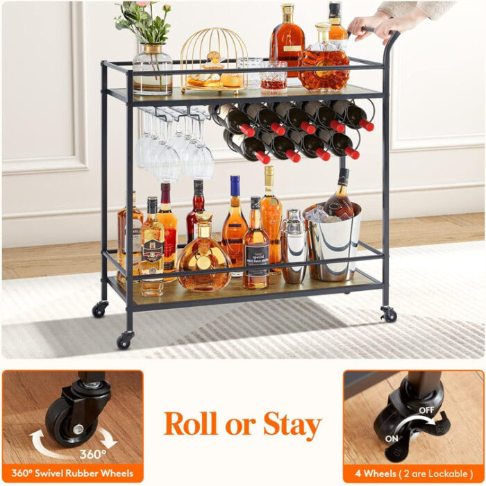 Jimia Metal Bar Cart - Chic Decora