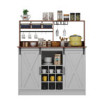 Joshelyn Bar Cabinet, Kitchen Buffet Storage Cabinet with 6 Hooks - Chic Decora