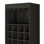 Kava 71″ Tall Bar Cabinet with 16 Cubbies, Shelf, Concealable Tray and Double Door - Chic Decora