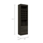 Kava 71″ Tall Bar Cabinet with 16 Cubbies, Shelf, Concealable Tray and Double Door - Chic Decora