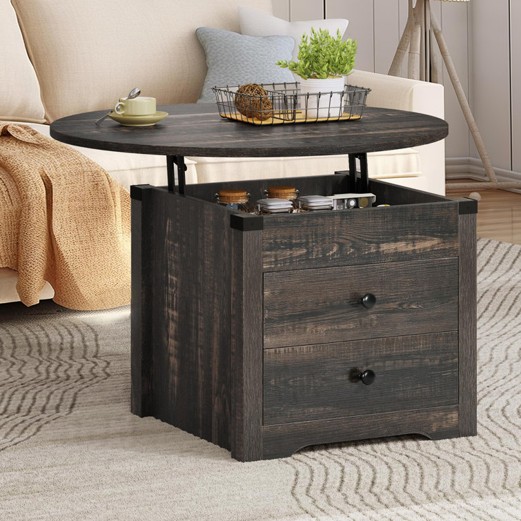 Makamae 4 Mid-Century Modern Coffee Table with Storage,Farmhouse Wood Tea Table with Metal Legs - Chic Decora