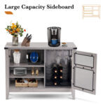 LED Wine Cabinet,Coffee Bar with Storage, Industrial Design, and 6-Color LED Lights - Chic Decora