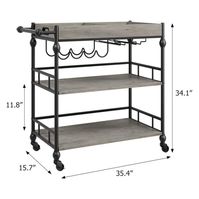 Landaff Metal Bar Cart - Chic Decora