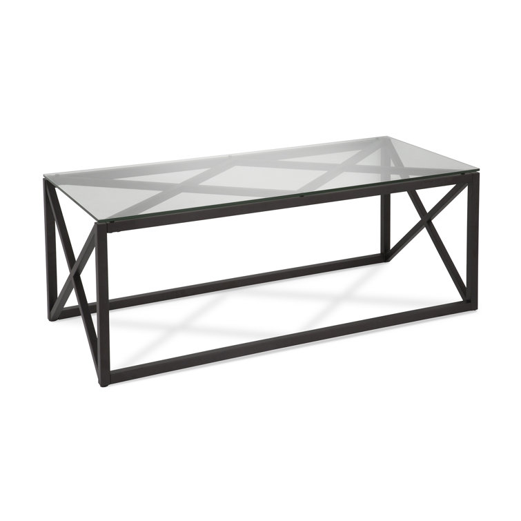 Magdau 46″ Glass And Steel Coffee Table - Chic Decora