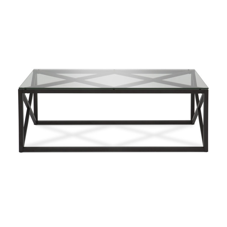 Magdau 46″ Glass And Steel Coffee Table - Chic Decora