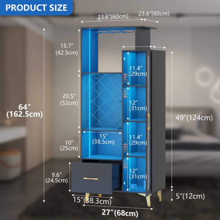 Marisela 64” Bar Cabinet - Chic Decora