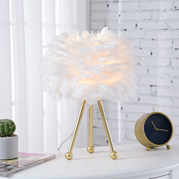 Marjorie 14.5″ Tripod Feather Table Lamp - Chic Decora