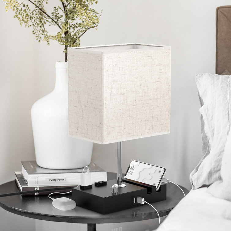 Marshawn Table Lamp with 2 USB Ports, 2 Power Outlets and Bulb Included - Chic Decora