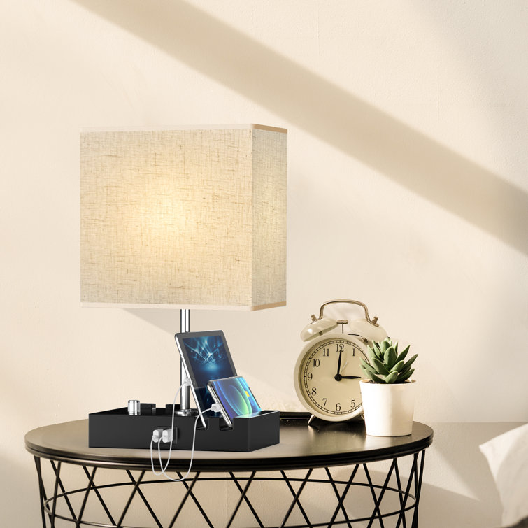 Marshawn Table Lamp with 2 USB Ports, 2 Power Outlets and Bulb Included - Chic Decora