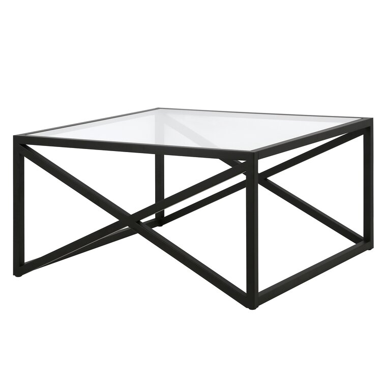 Mcgarry 32″Glass And Steel Square Coffee Table - Chic Decora