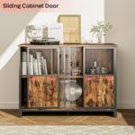 Mera 44” Wine Bar Cabinet with Glass Holder with Barn Door for Dining Room, Living Room - Chic Decora