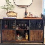 Mera 44” Wine Bar Cabinet with Glass Holder with Barn Door for Dining Room, Living Room - Chic Decora