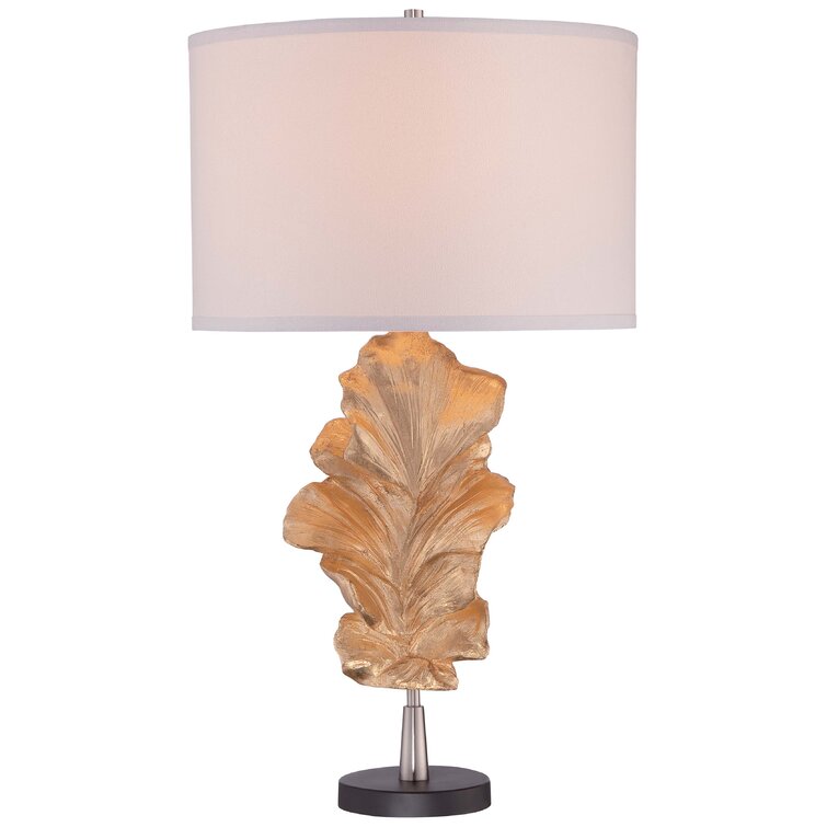 Mercer41 Elzira Gold Leaf With White Suede Table Lamp - Chic Decora