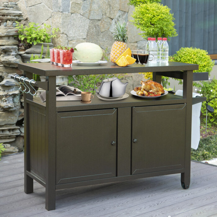 Metal Grill Carts Outdoor with Storage and Wheels - Chic Decora