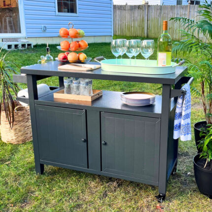 Metal Grill Carts Outdoor with Storage and Wheels - Chic Decora