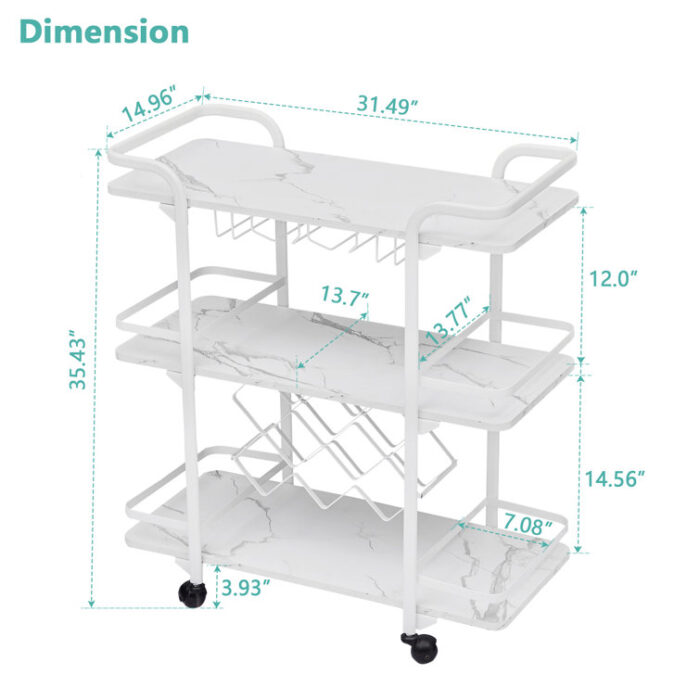 Miaandrea Metal Bar Cart - Chic Decora