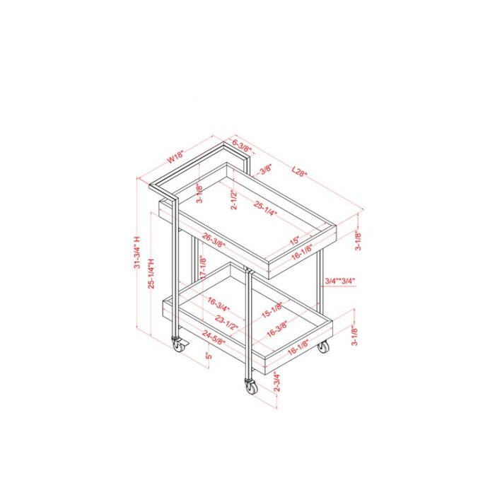 Obrian Metal Bar Cart - Chic Decora
