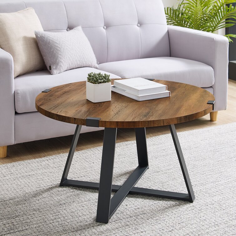 Paramus Cross Legs Round Coffee Table - Chic Decora