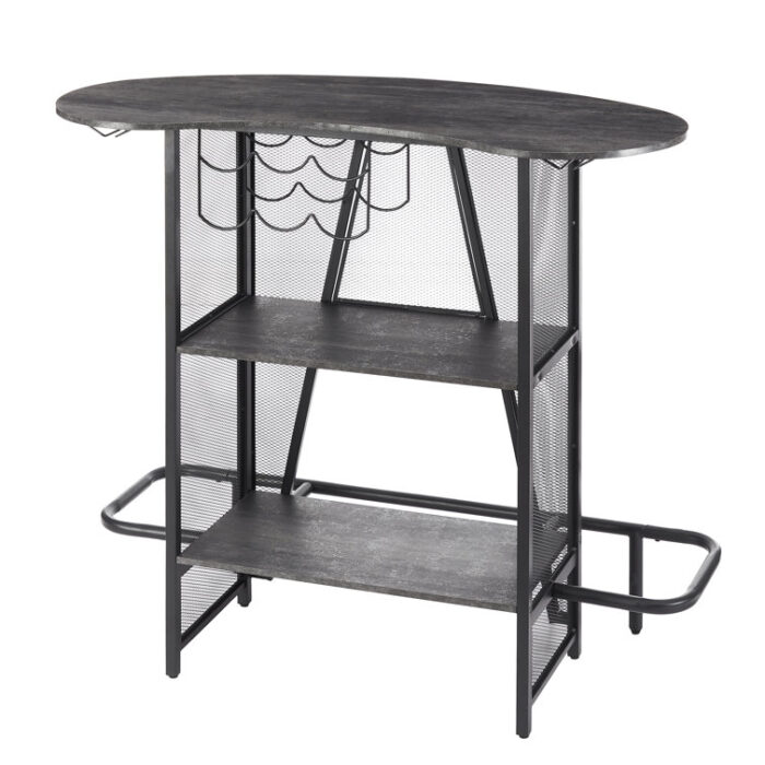 Pettry Industrial Bar Cabinet with Wine Rack and Storage - Chic Decora