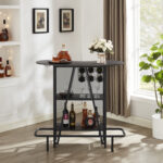 Pettry Industrial Bar Cabinet with Wine Rack and Storage - Chic Decora