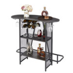 Pettry Industrial Bar Cabinet with Wine Rack and Storage - Chic Decora