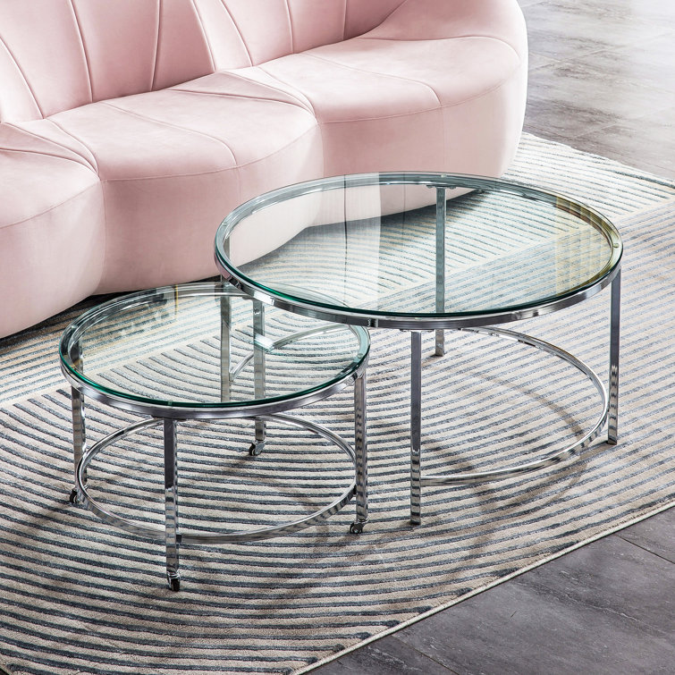 Pritika Glass Top Nesting Coffee Table - Chic Decora