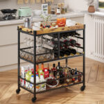 Rubiya Wood Bar Cart - Chic Decora