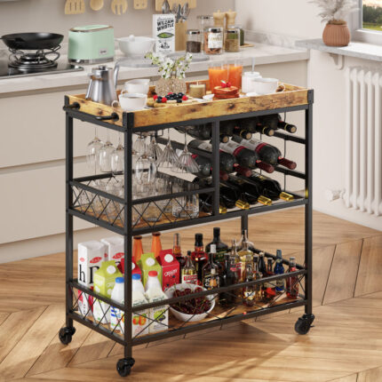 Rubiya Wood Bar Cart - Chic Decora