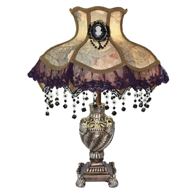 Serop 21.5″ Victorian Beaded Fabric Table Lamp - Chic Decora