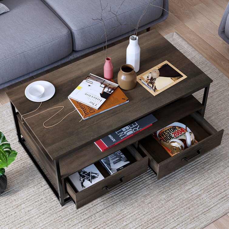 Southside 43.3” W Coffee Table with 2 Drawers - Chic Decora