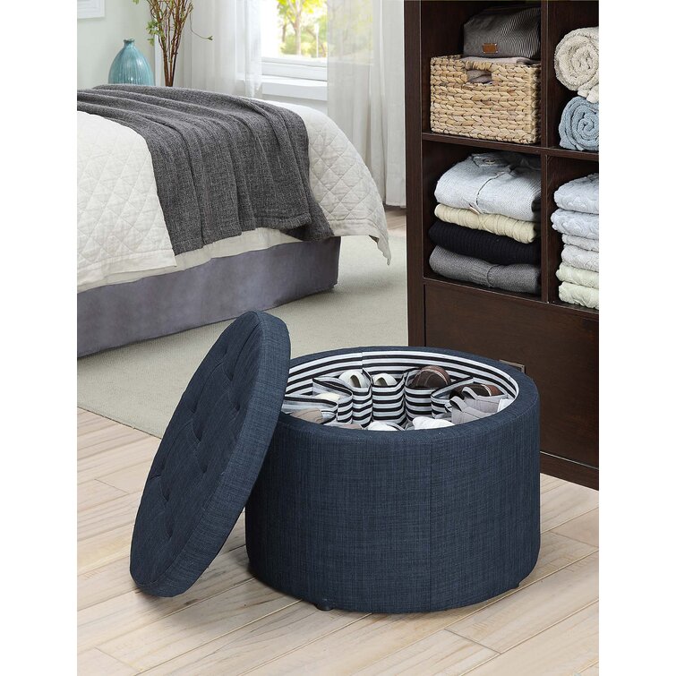 Stansell 22″ Wide Tufted Round Storage Ottoman - Chic Decora