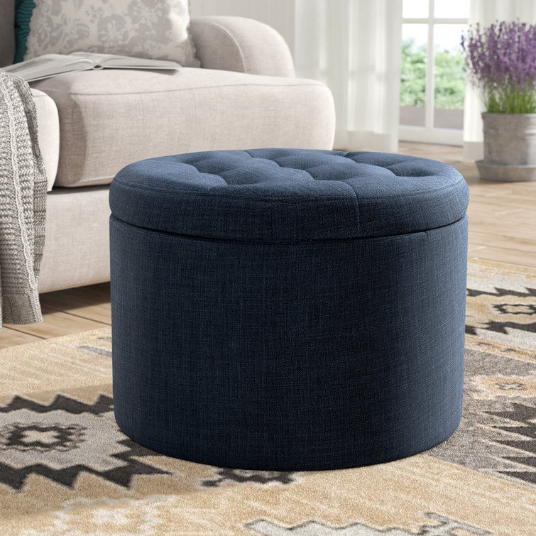 Stansell 22″ Wide Tufted Round Storage Ottoman - Chic Decora