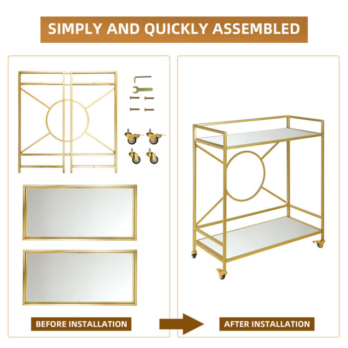 Talar Metal Bar Cart Simply Assembled with ONLY 4 Screws - Chic Decora