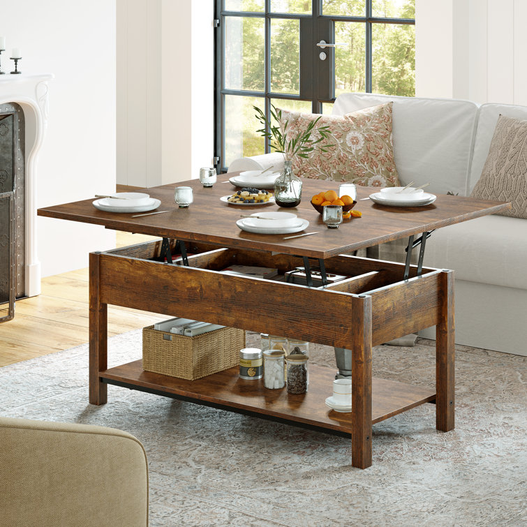 Torron Lift Top Square Coffee Table, 4-in-1 Multi-Function and Large Coffee Table with Storage - Chic Decora