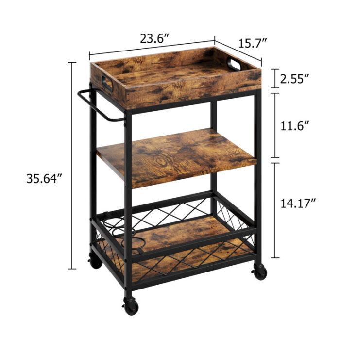 Vidrine Wood Bar Cart - Chic Decora