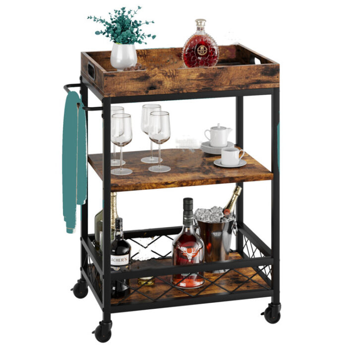 Vidrine Wood Bar Cart - Chic Decora