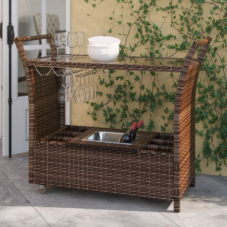 Wicker Bar Cart - Chic Decora